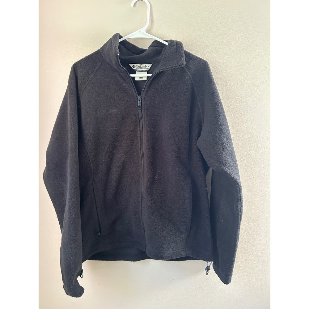 Columbia Fleece Jacket Women's Large Full Zip Lightweight Black‎ Sportswear Cozy